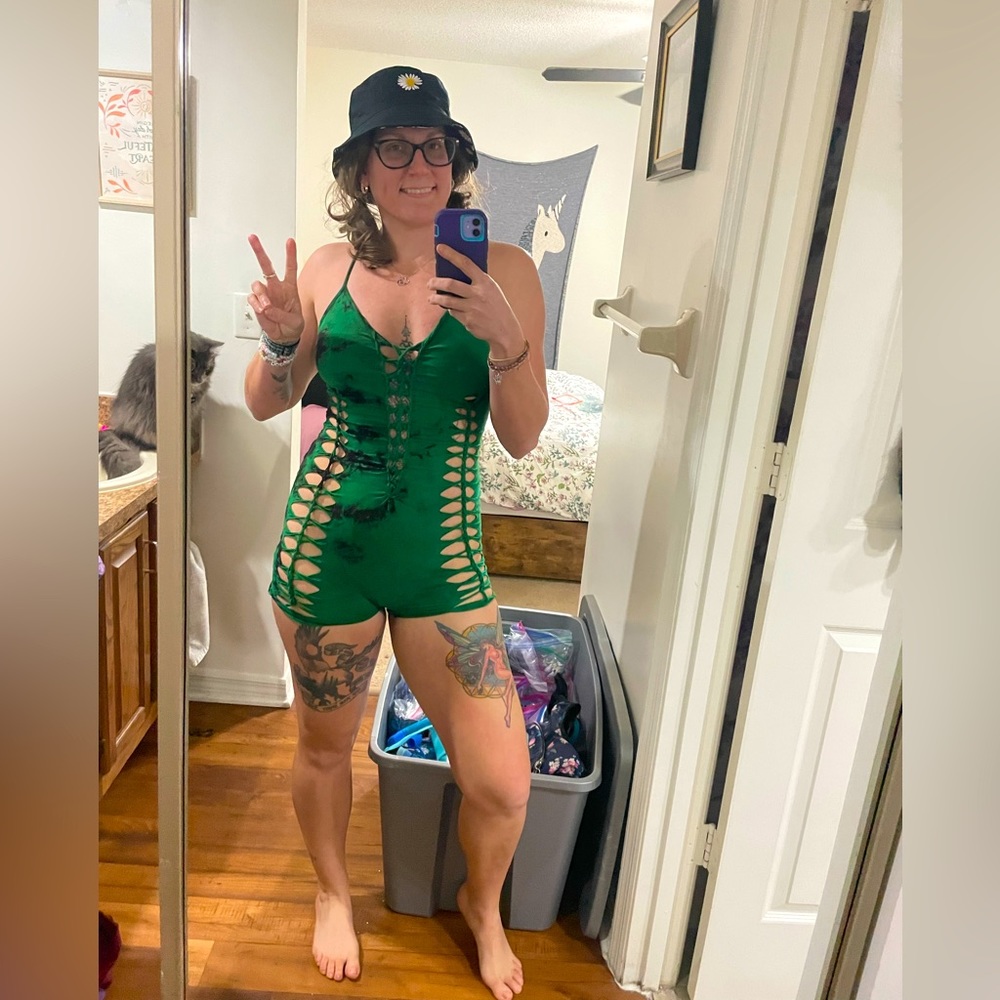 IHeartRaves Tie Dye Queen mini romper with adjustable straps